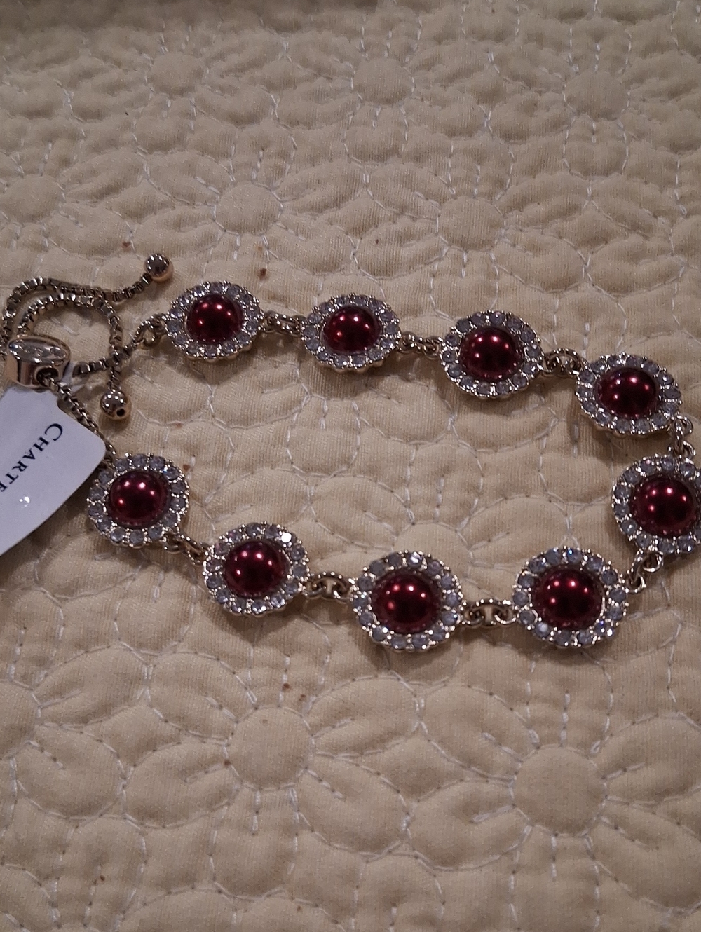 Charm Red Crystal Halo Bracelet Charter Club